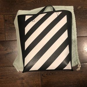 Off-White Leather Diagonal Tote